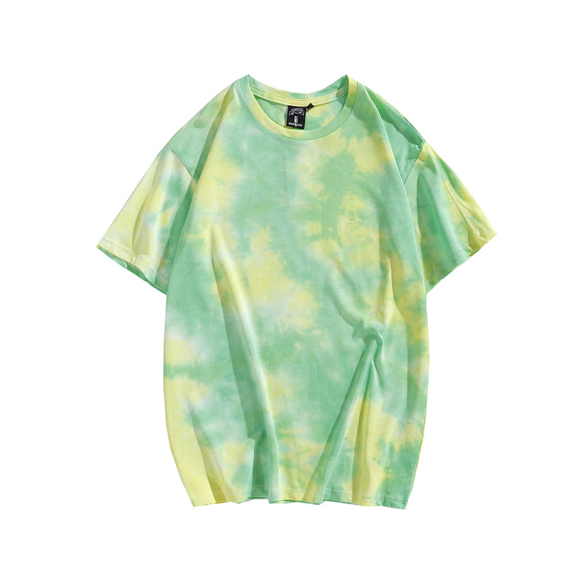 Custom Logo Shirts Summer Colorful Tops Gradient Short Sleeve T-shirts Tie Dye T Shirt