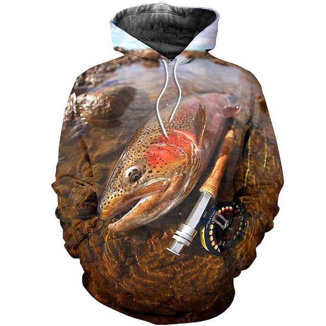 Customized fish printing fisher Hoodies