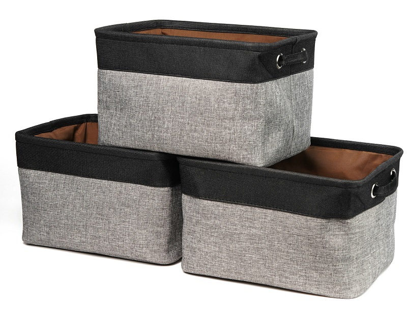 Fold Canvas Fabric Large Storage Basket Storage Box With Handles for Home Office Closet