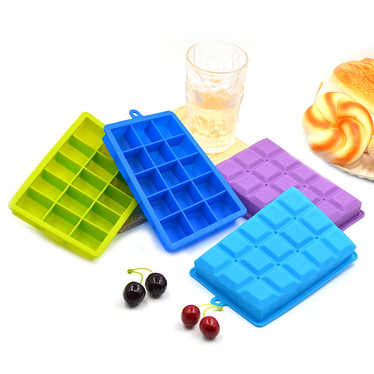 Eco-Friendly Household Colorful Promotional Custom 15 Grid Tray Food Silicone Ice Cubes Mold