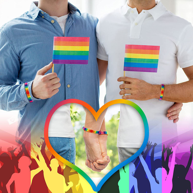 Hand Knit Adjustable Size LGBT Colorful Custom Printed Promotional Items Wristband