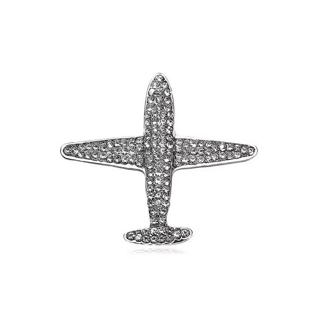 Luxury Promotional Clothing Accessories Promotional Customizable Airplane Crystal Collar Brooch Pin for Men