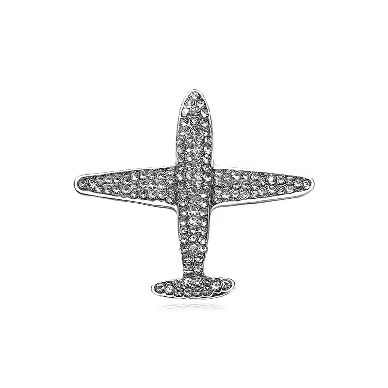 Luxury Promotional Clothing Accessories Promotional Customizable Airplane Crystal Collar Brooch Pin for Men