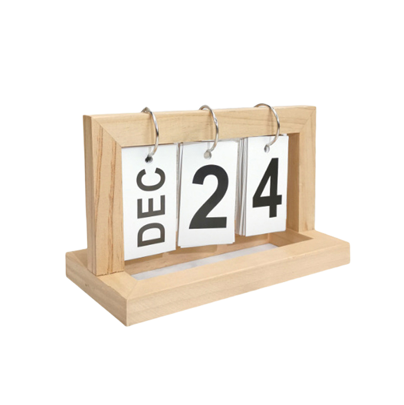 2025 Decoration Desk Promotional Custom Wooden Flip Perpetual Calendar