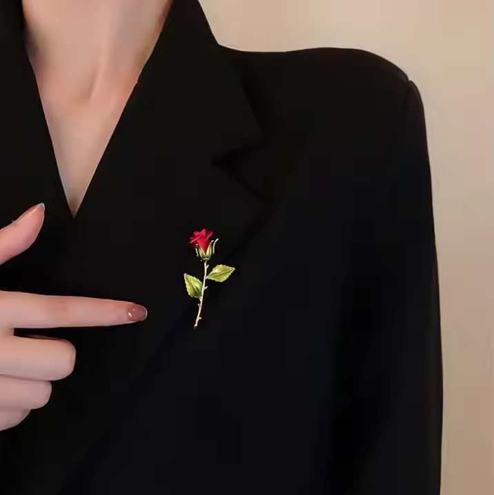 Luxury Trendy Corsage Decoration Promotional Fashion Accessories Customizable Rose Metal Brooch Pin
