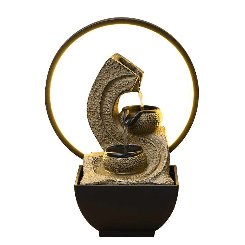 Home Decoration Indoor Waterfall Resin Natural Tabletop Water Fountain for Office Home&bedroom