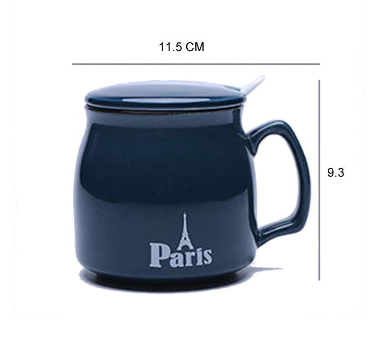 Whosale Breakfast Promotional Gift Custom Ceramic Cup Set with Lid&spoon
