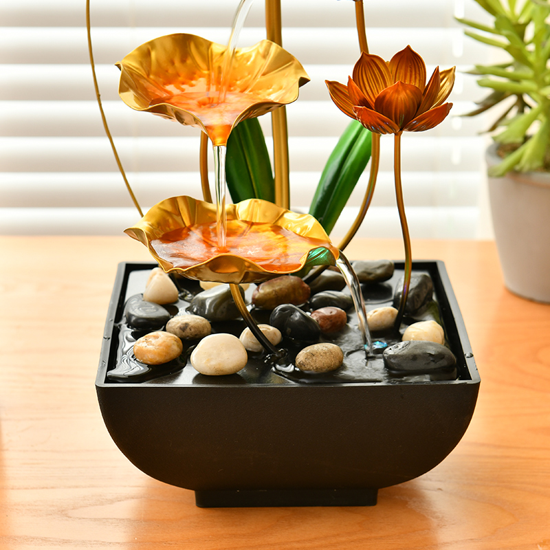Relaxation Metal Decorative Indoor Water Fountain Lotus for Office&home