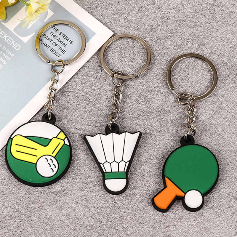 High Quality Sports Theme Promotional Gift Custom Your Own Rubber Keychain