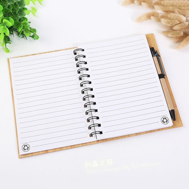 Eco Friendly Office Custom LOGO Promotional Gift Upturned Wooden Cover Notebook