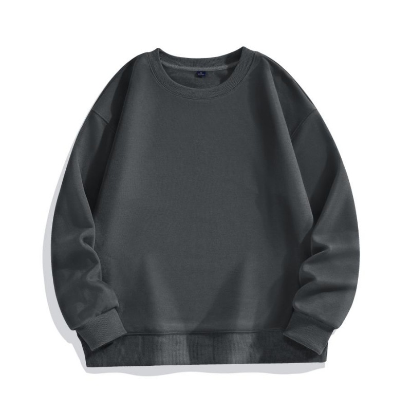 450g pure cotton Huamian silver fox velvet crewneck sweatshirt autumn and winter style plus velvet drop shoulder loose couple sweatshirt printed LOGO
