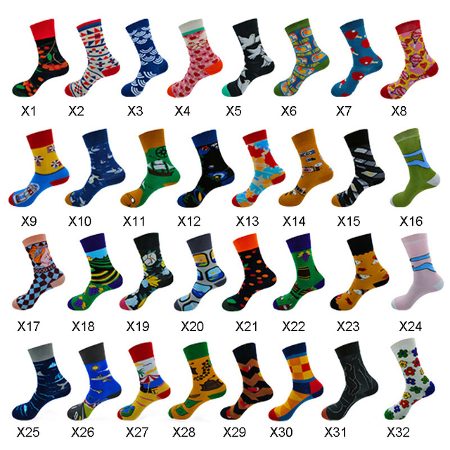 Novelty Crazy Young Boy Teen Tube Winter Funny Patterned Men Socks