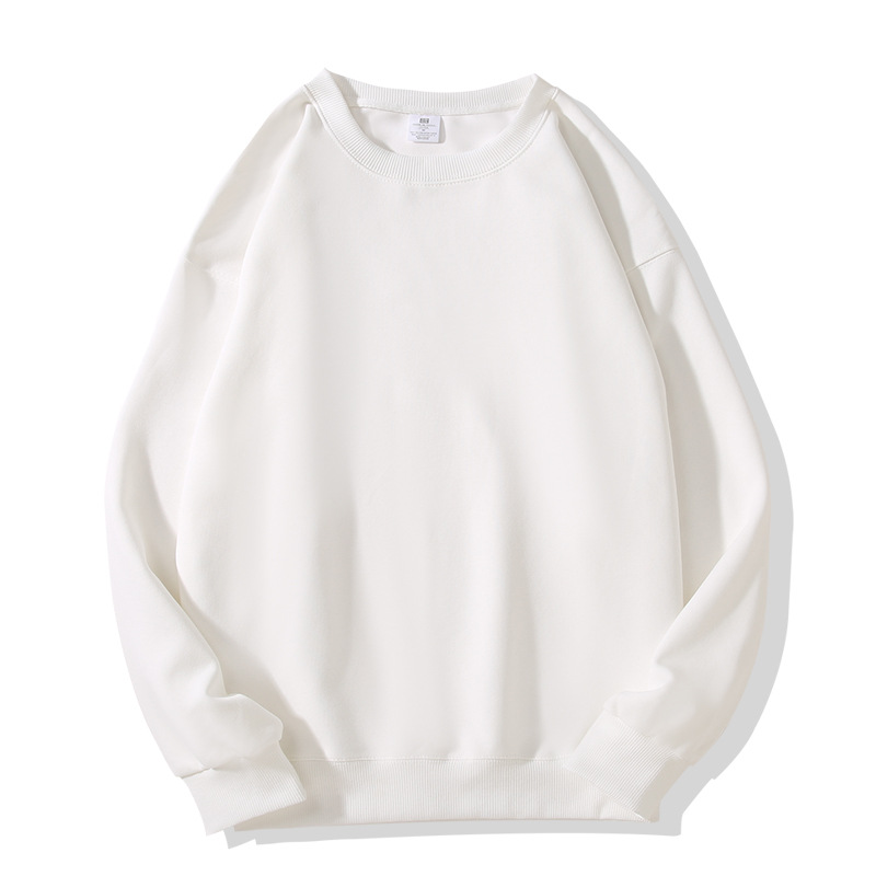 320g Spring/Autumn Drop Shoulder Crewneck Sweatshirt Plain Solid Color Smooth Cotton Minimalist Unisex Long Sleeve Pullover