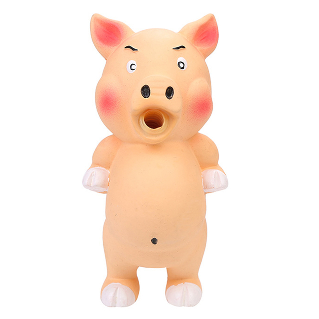 Cute Pig Rubber Donuts Chewing Squeak Toy Fetch Play Balls for Puppy Dog Pets