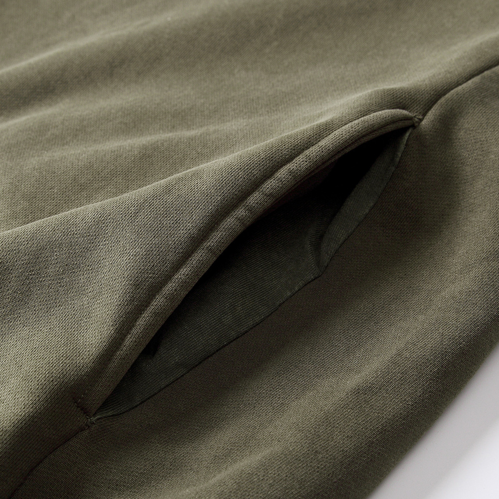 500g Cotton Washed Vintage Side-pocket Crewneck Drop Shoulder Retro Wax-dyed Oversized Sweatshirt