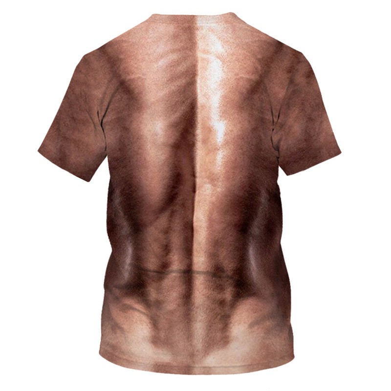  Breathable Quick Dry 3D Muscle Printed Men's Loose Casual Short-Sleeved Shirt Blank Design