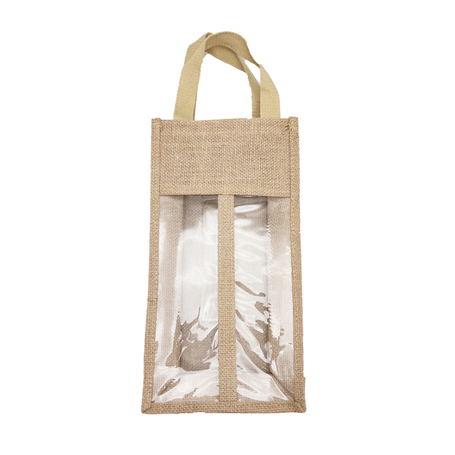 Custom logo jute wine bag 