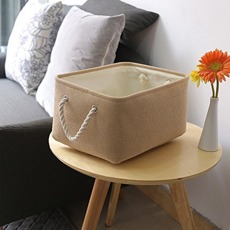 Space Saving Linen Fabric Storage Basket for Shelves Organizer Bins Fabric Boxes Bins for Home Use