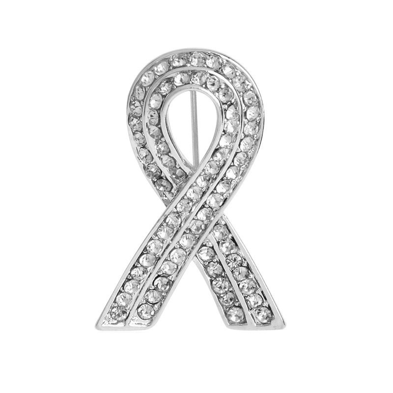 High Quality Crystal AIDS LOGO Promotional Gifts Customizable Ribbon Metal Brooch