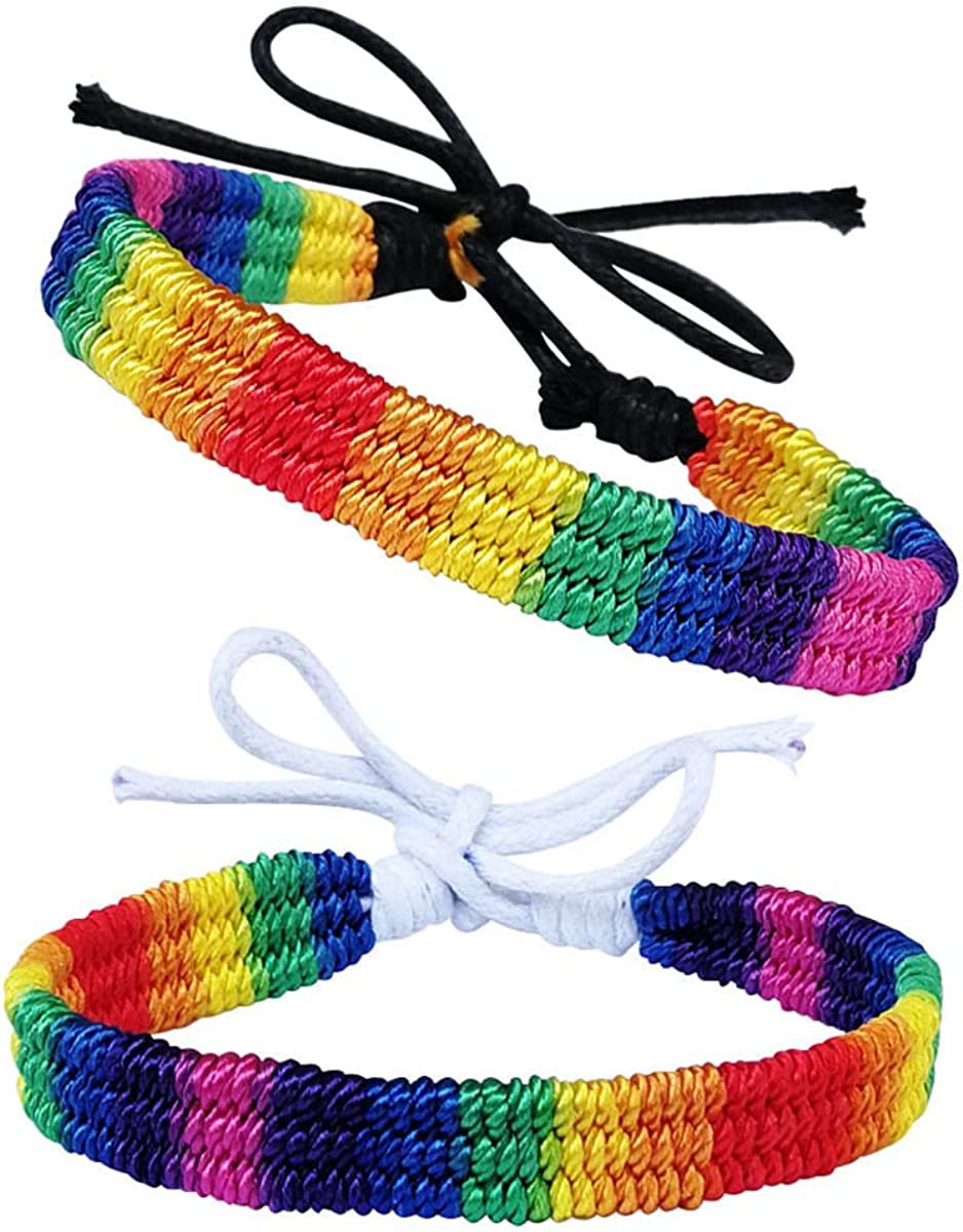Hand Knit Adjustable Size LGBT Colorful Custom Printed Promotional Items Wristband