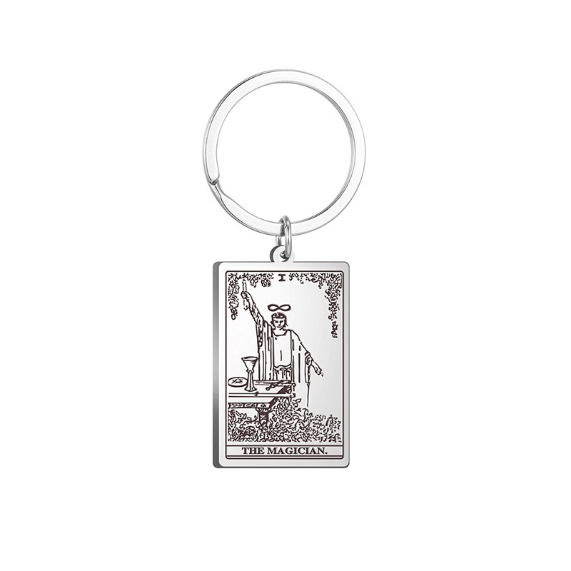 The Major Arcana Vintage Metal Stainless Steel Promotional Customizable Tarot Cards Keychain