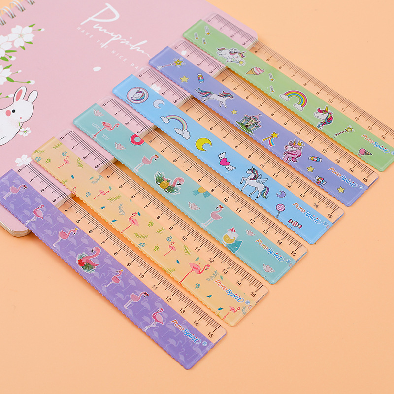 Colorful Transparent Advertising Ruler for Office School Soft Straight Ruler