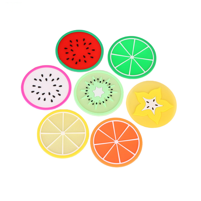 Drink bar Colorful Fruit Tableware Silicone Promotional Non-slip coaster for Juce