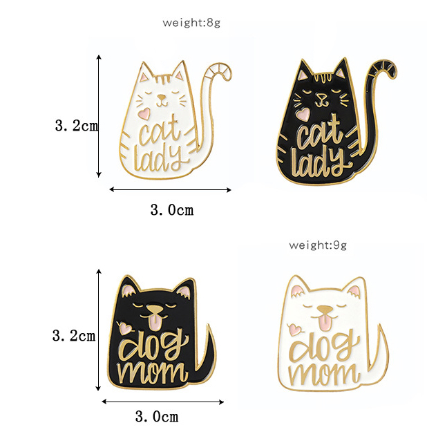 Cute Decoration Promotional Gifts Customizable Cat and Dog Metal Brooch Pin