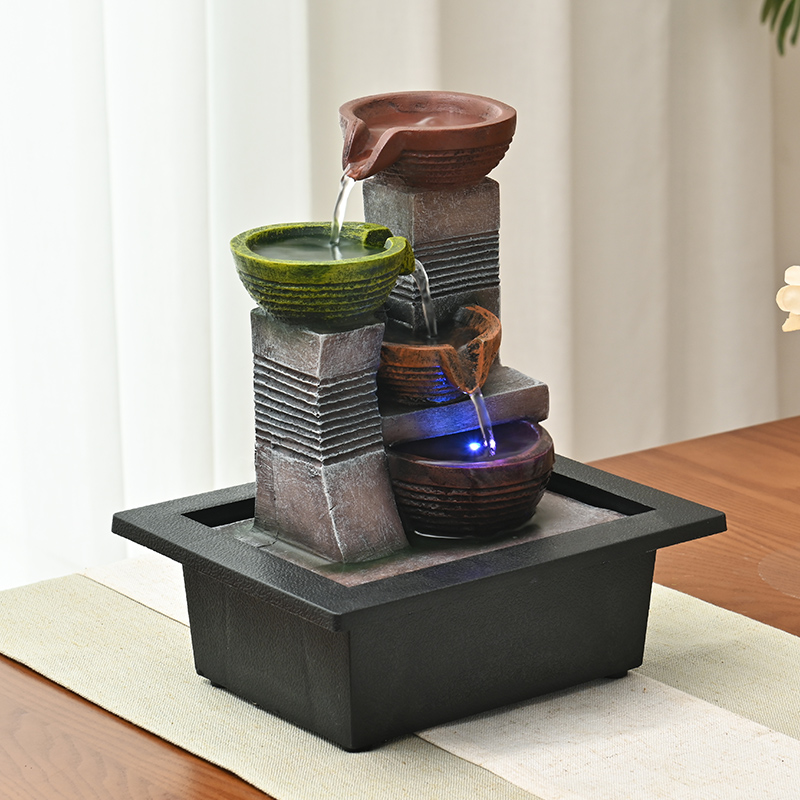 Decoration Indoor Resin Fengshui Natural Tabletop Water Fountain for Office Home&bedroom
