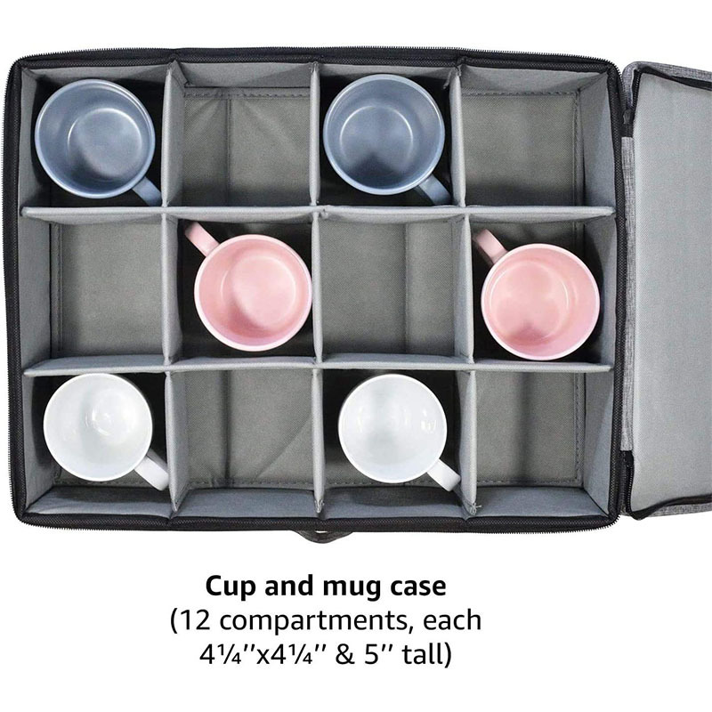 Mugs & Cups Storage Stackable Dinnerware Containers with Felt Dividers for Dishes