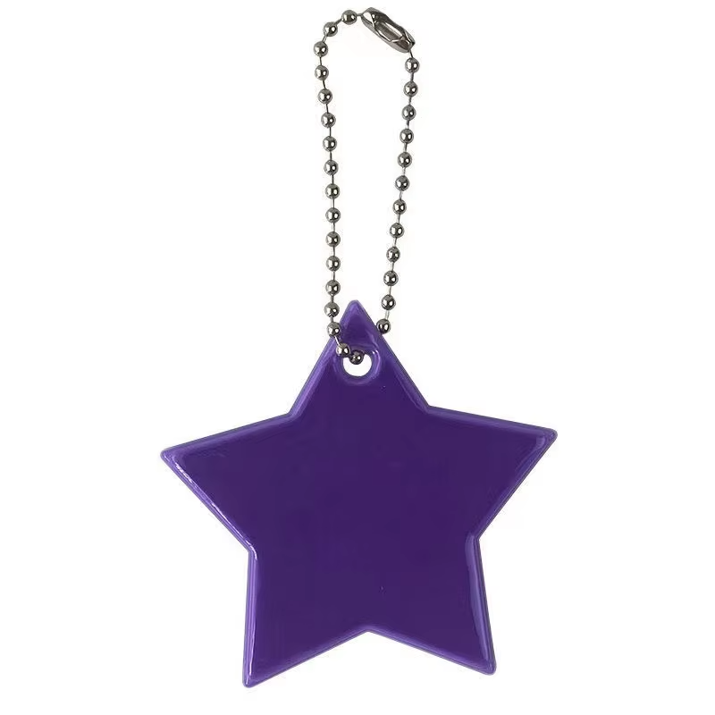 Star Colorful Promotional Gift PVC Custom LOGO Reflective Key Chain Safety