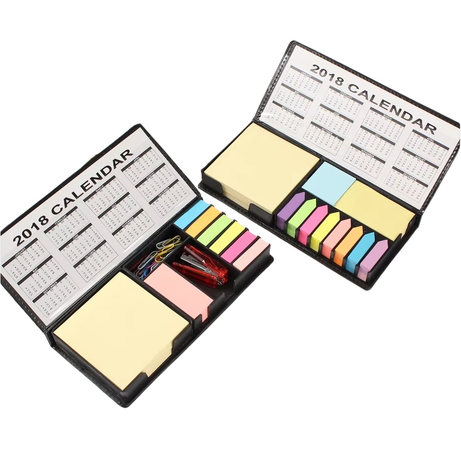 Desktop Storage Promotional Gift Custom LOGO Sticky Note Set Box with Calendar