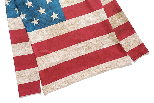 Hot Sale Sublimation Custom Men Long Sleeve Quick Drying Outdoor American National Flag Clothes
