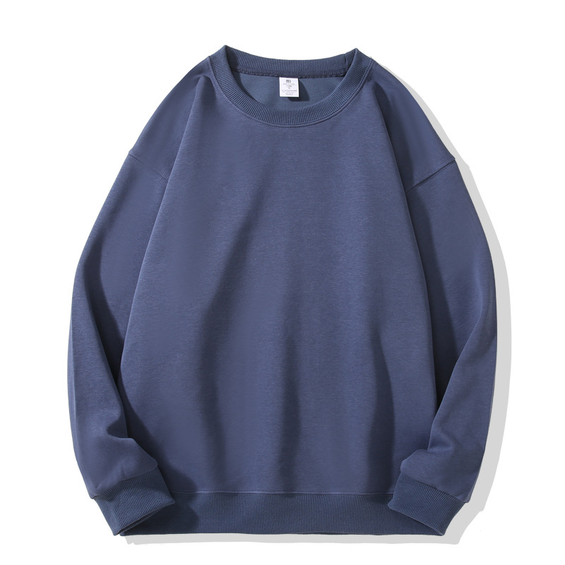 320g Spring/Autumn Drop Shoulder Crewneck Sweatshirt Plain Solid Color Smooth Cotton Minimalist Unisex Long Sleeve Pullover