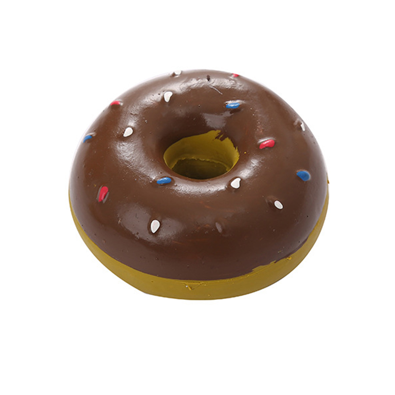 Squeaky Toys Latex Soft Dog Ball Toys Rubber Donuts Chewing Squeak Toy Fetch Play Balls for Puppy Small Medium Dog Pets