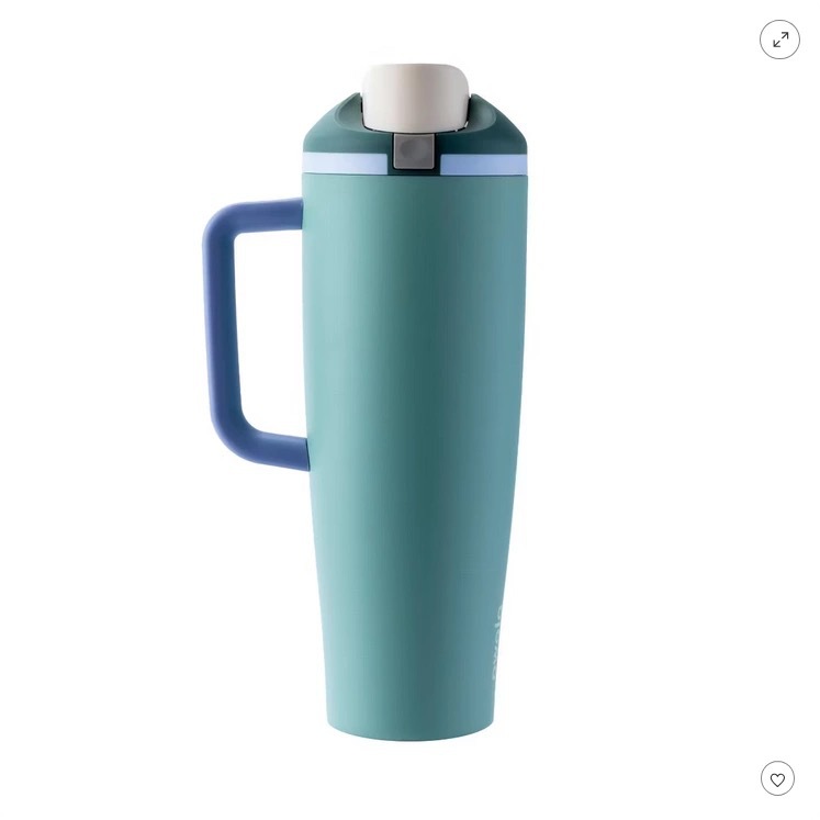 40oz Stainless Steel Large Capacity Tumbler with Handle Dual-use Car Cup with Straw