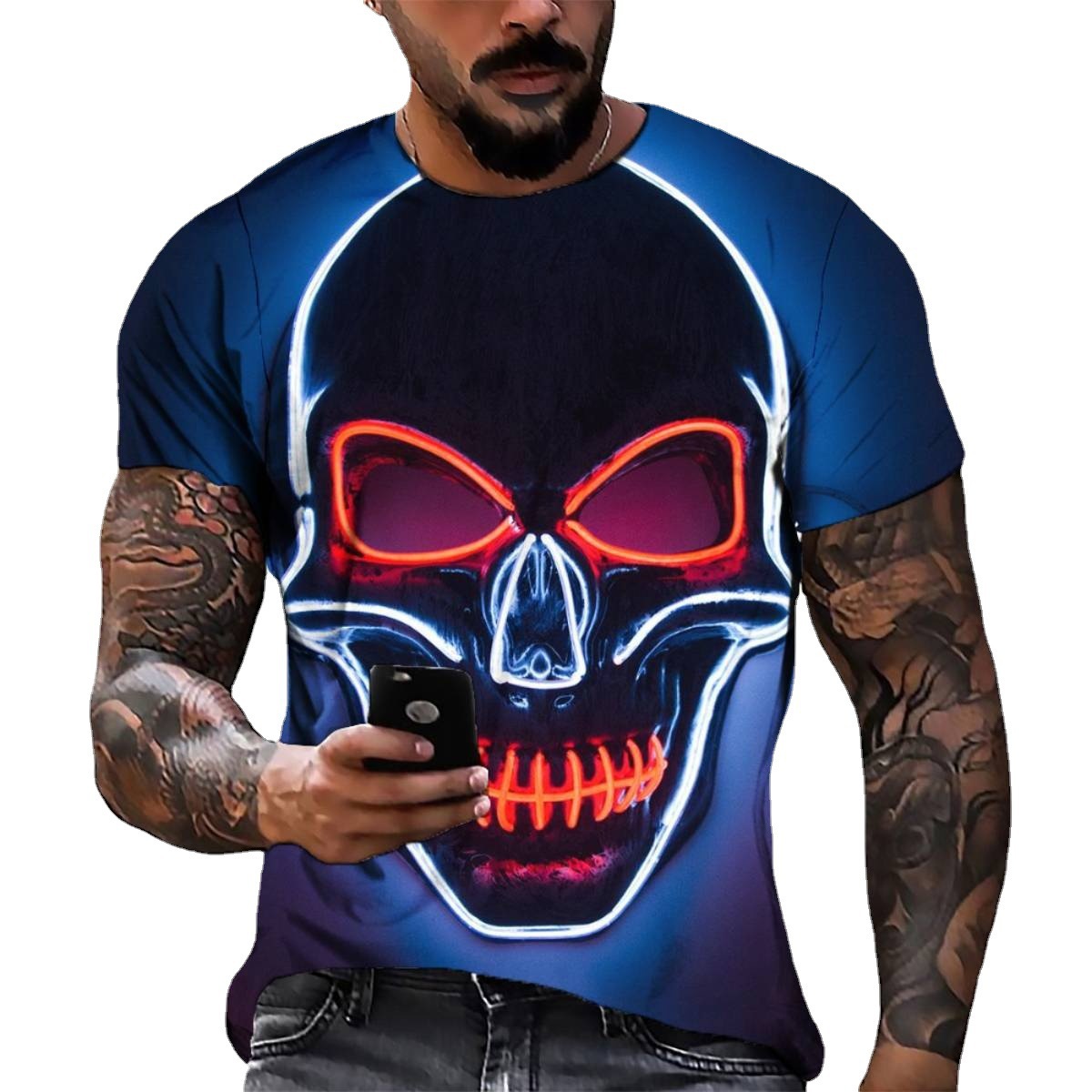 T-shirt 3D Printed Cross Henry Training Shirt Casual Street Style Men's Tops