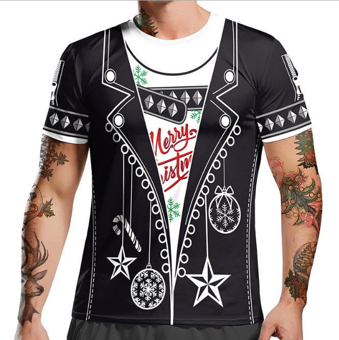 Christmas parent-child home wear sublimation printed tee shirt for activity