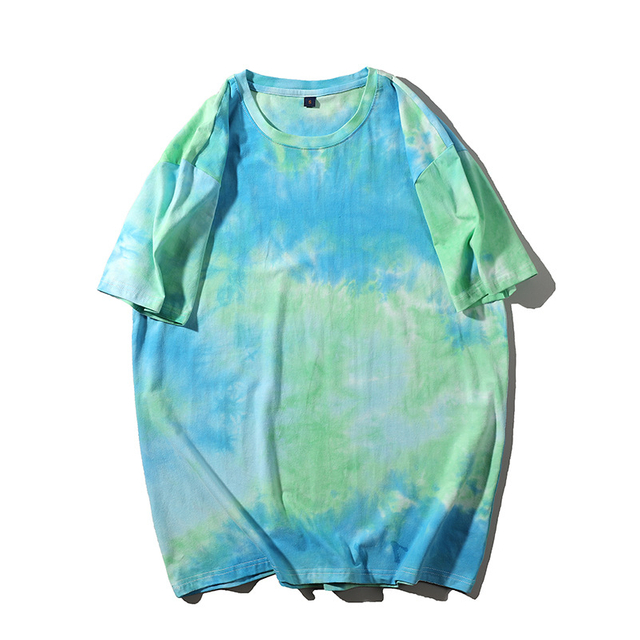 Custom Logo Shirts Summer Colorful Tops Gradient Short Sleeve T-shirts Tie Dye T Shirt