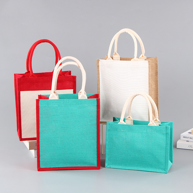 Custom logo jute cosmetic bag