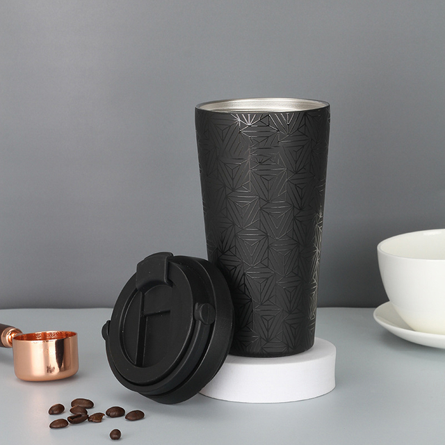 Office Promotional Custom LOGO Stainless Steel Embossed Water Bottle with Straw