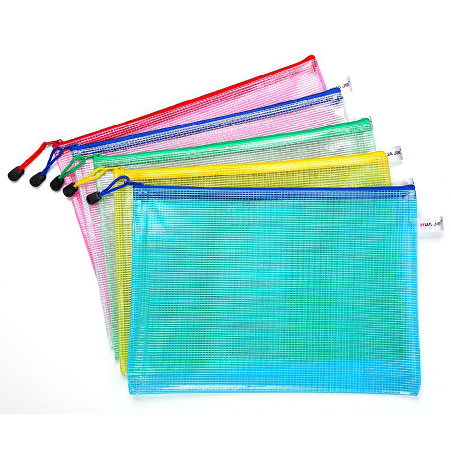 Wholesale Custom Logo Office Supplies File PVC Plastic Document Bag for Office with Zipper 