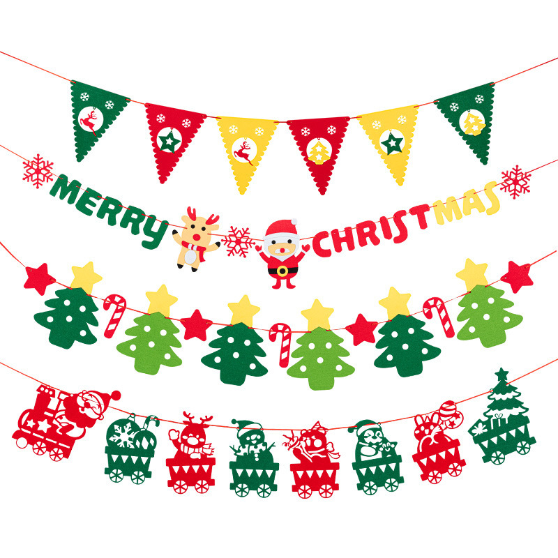 Christmas Party Custom Promotional Felt Banner Triangle Bunting Flags
