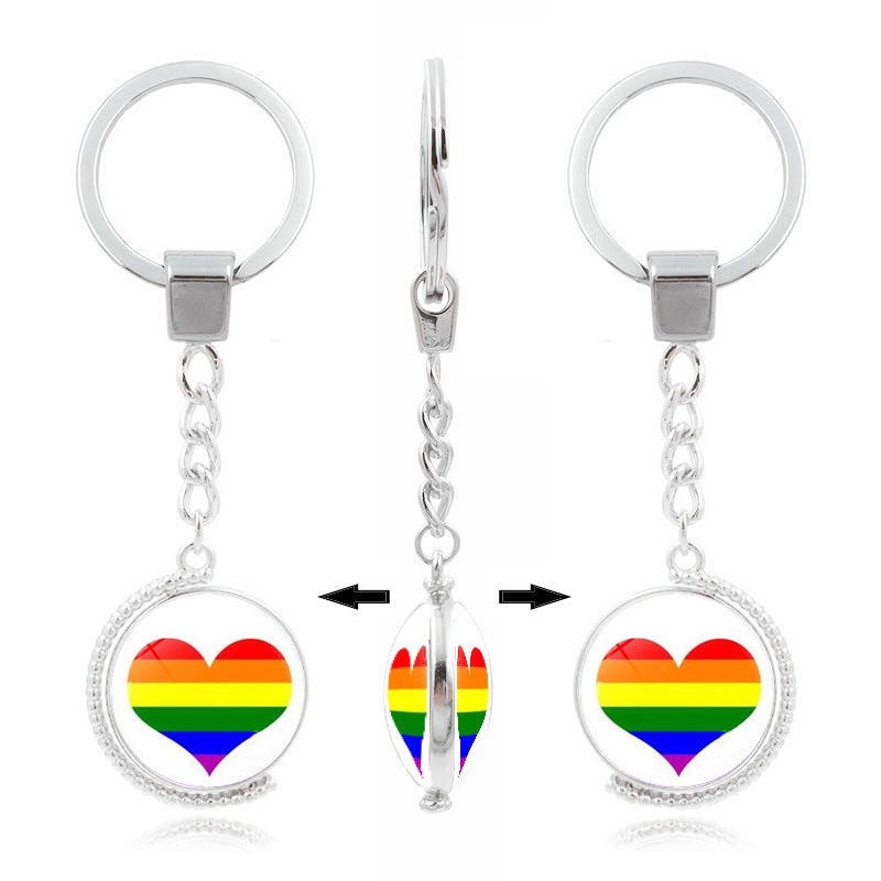 Fashion 3D rainbow Promotional Alloy PVC Custom LOGO Gender LGBT love Wins Keychain
