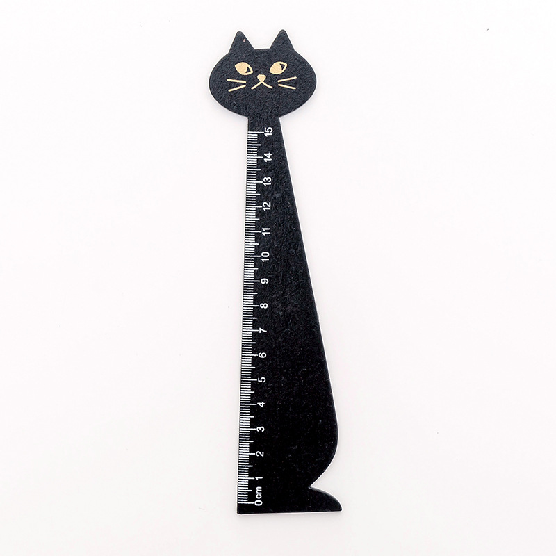 Vintage Cute Cat Design Wooden Ruler Students DIY Drawing Straight Edge Decoration Shoot Props Kawaii Cats Wood Bookmark