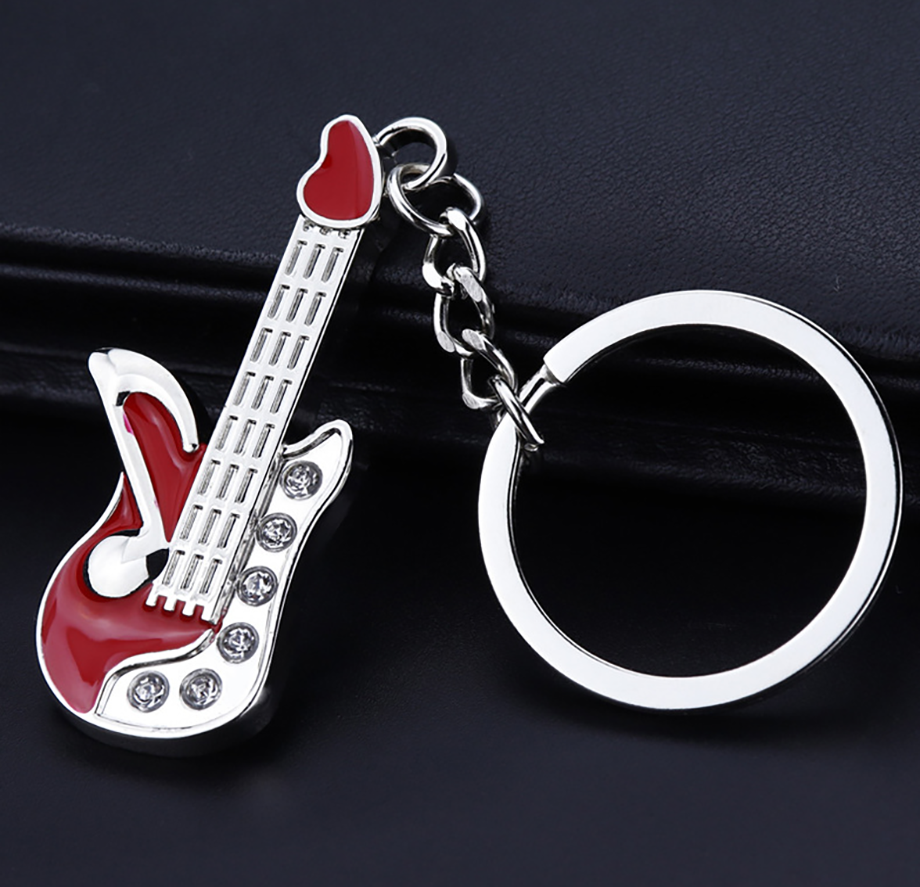 Funky Enamel Guitar Custom Metal Promotional Gift Instruments Keychain