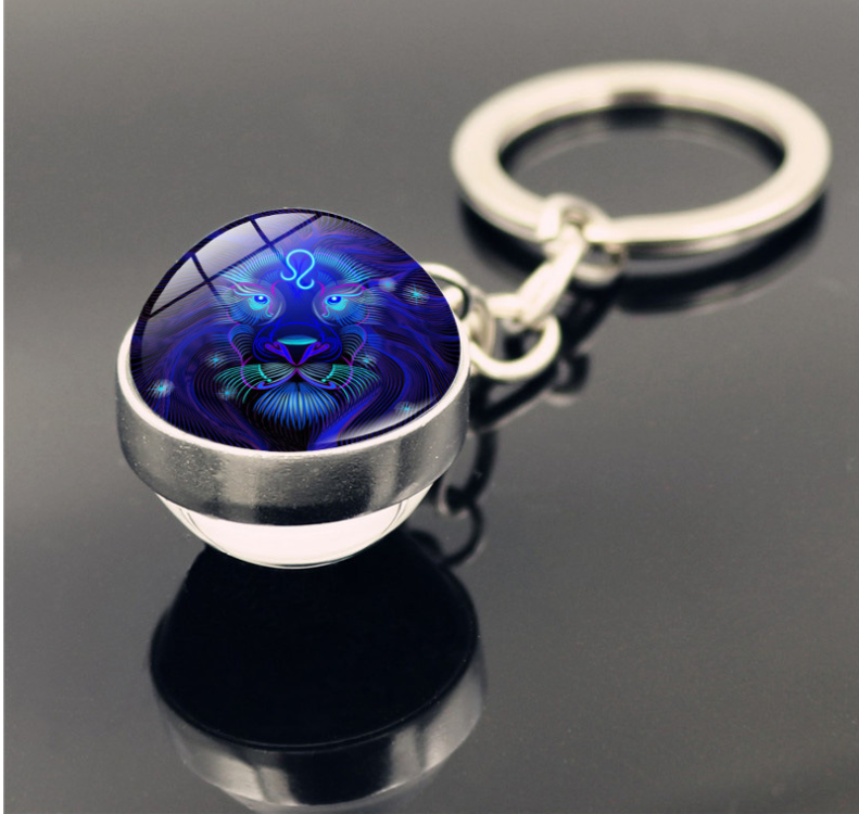 12 Constellations Trendy Durable Custom Printed Metal Pendant Keychain for Gifts