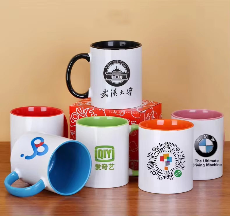 Wholesale Top Quality Ceramic Mug Colorful Handle Cup Custom Logo 11oz White Blank Sublimation Mug Coffee Mug