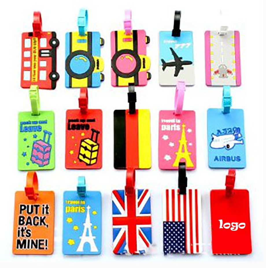 National Flag Address PVC 3D Custom LOGO Hotel Boarding Luggage Tag Travel Label for Travel Bag