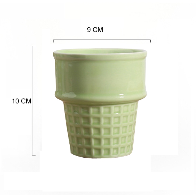 Colorful Design Waffle Coffee Milk Ceramic Reusable Ice Cream Cone Cup